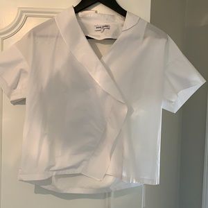 COPY - Opening Ceremony white poplin / cotton sculpture blouse retails for 200